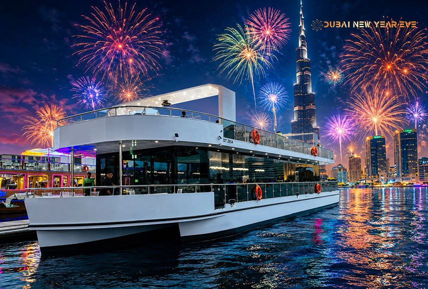 Creek Luxury Yacht with Burj Khalifa Fireworks